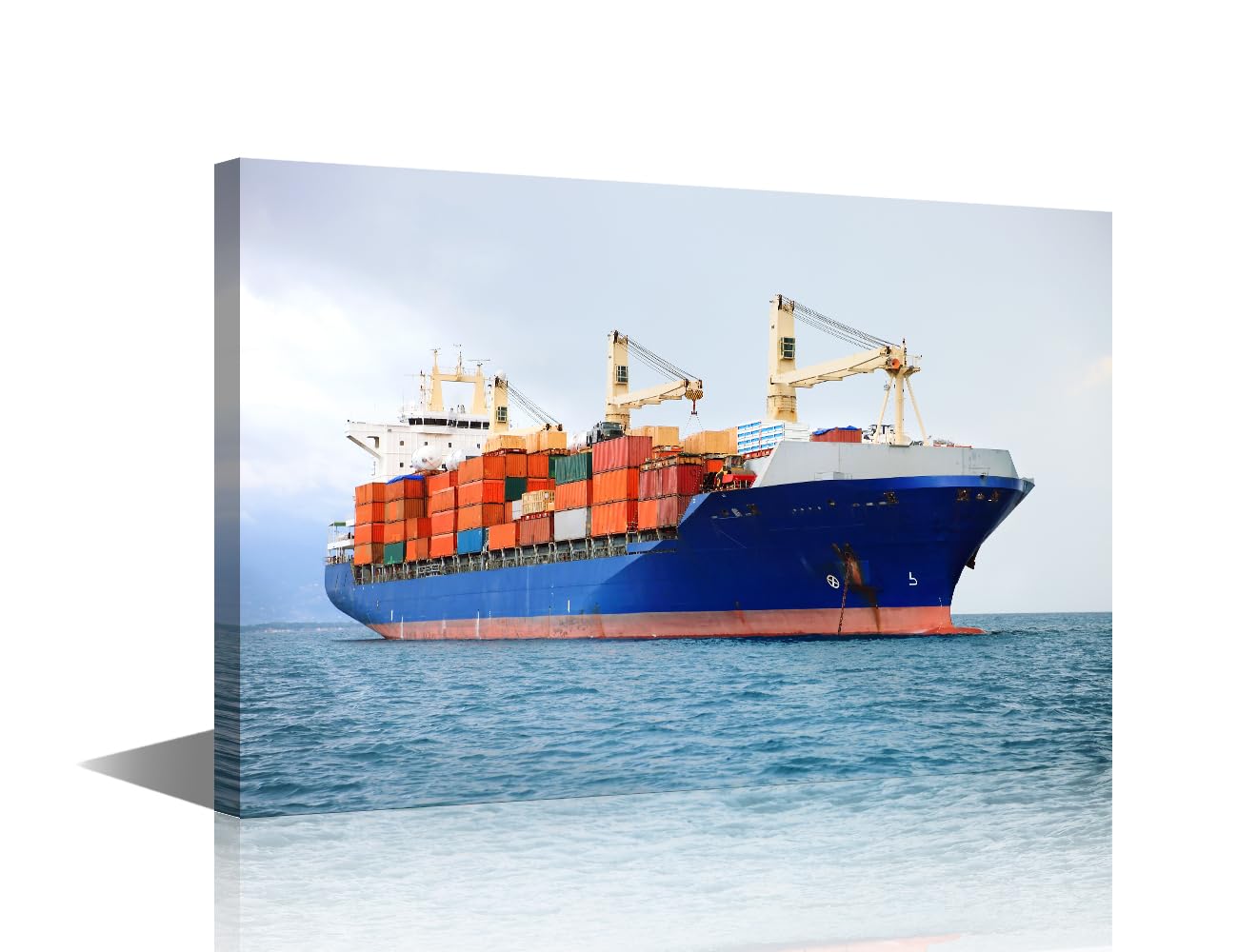 TISHIRON 1 Panel Canvas Wall Art Contemporary Art Cargo Container Ship Posters and Prints, Container Ship Artwork for Living Room Bedroom Wall Decoration, Ready to Hang, 24" Wx16 H
