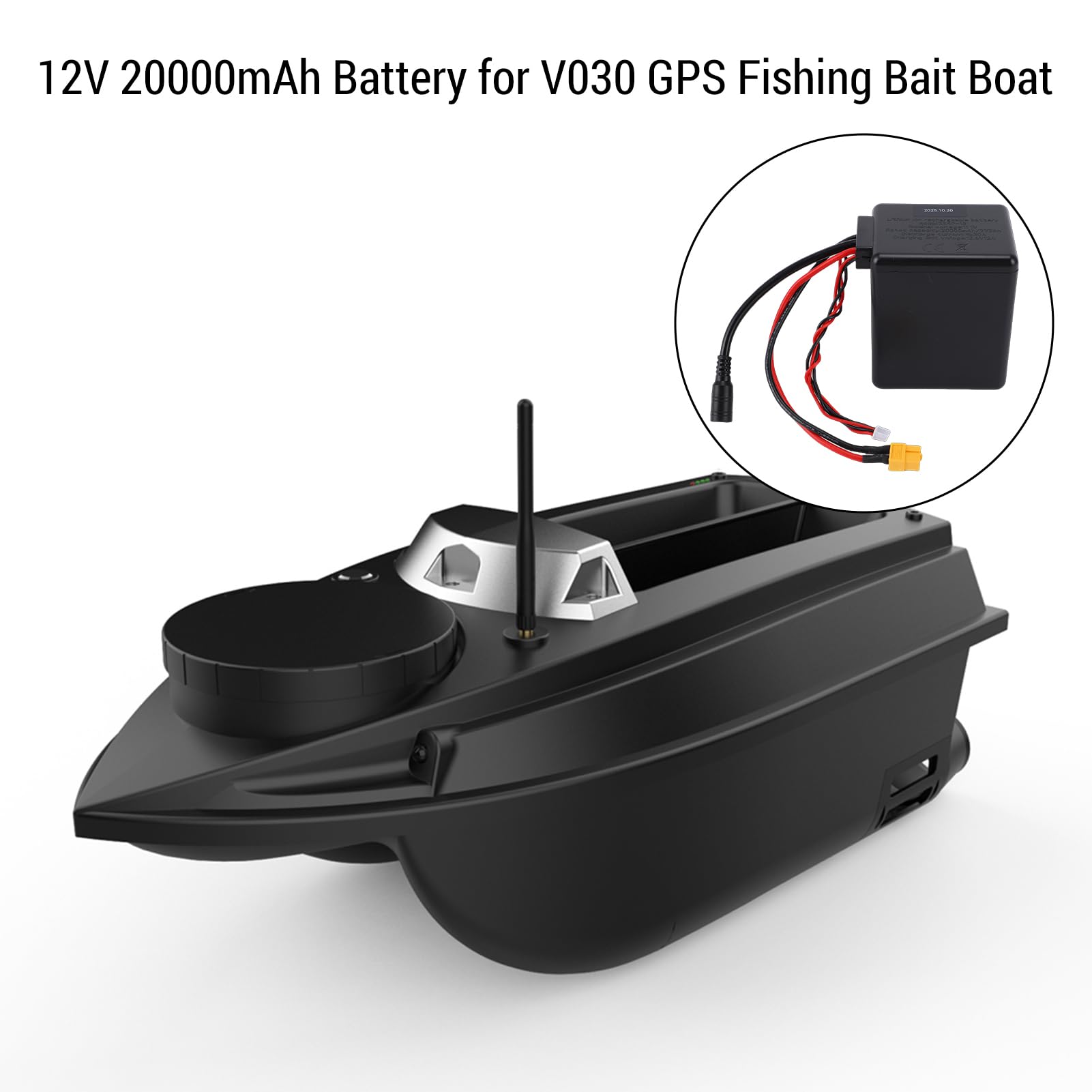 HUIOP Batería recargable de iones de litio de 12 V, 20000 mAh, control remoto de alta potencia, para barco de cebo de pesca V030 GPS