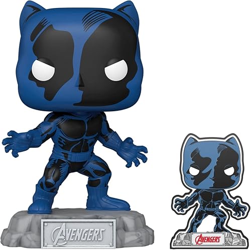 Funko Pop! & Pin Los Vengadores Los héroes más poderosos de la Tierra - 60 aniversario, Pantera Negra con Pin, Exclusivo de Tienda