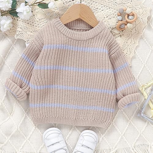 Winter Stripe Knitted Pullover for Kids Boys Girls Thicken Warm Long Sleeve Knit Sweater Child Unisex Fleece Top2