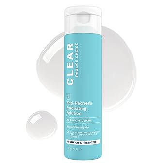 Paula's Choice CLEAR Anti-Redness Exfoliating Solution, 2% Salicylic Acid Liquid Exfoliant for Face, Face Exfoliant for Mild to Severe Acne & Breakouts, Blackheads and Clogged Pores, Fragranc...