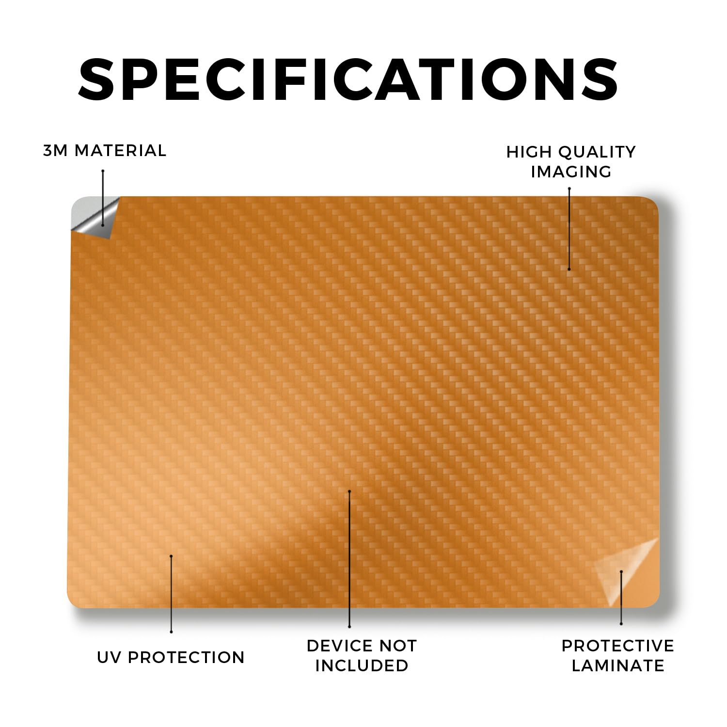 Carbon Fiber Laptop Skin Compatible with Surface Laptop 7 15" (2024) - Solid Orange - Premium 3M Vinyl Protective Wrap Decal Cover - Easy to Apply | Crafted in The USA by MightySkins