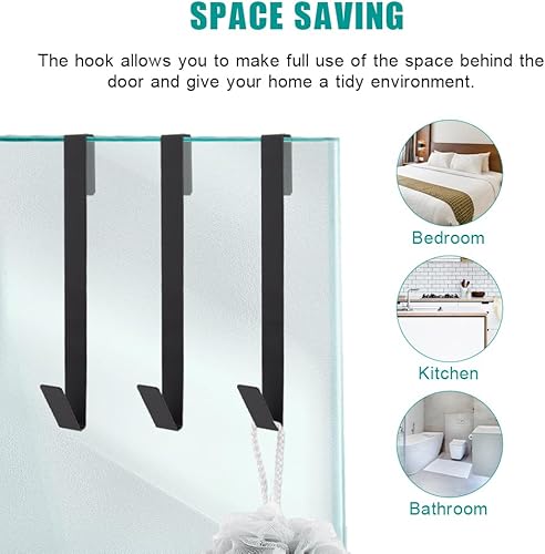 Miniatura 6 de Ganchos para puerta de ducha de 10 pulgadas, 4 piezas, gancho para puerta de baño, ganchos extendidos sin taladrar para puerta de ducha de vidrio