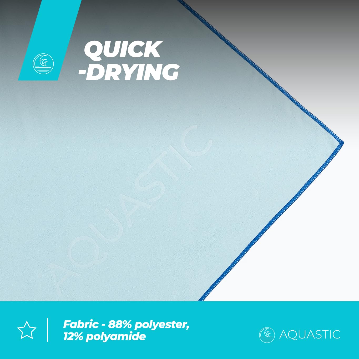 AQUASTIC Ręcznik Havlu Rozmiar L Szybkoschnący Ręcznik Turystyczny Dla Aktywnych 80 x 130 cm Lekki i Kompaktowy Wykonany z 88% Poliestru i 12% Poliamidu Idealny na Basen Plażę Siłownię Kolor Niebieski
