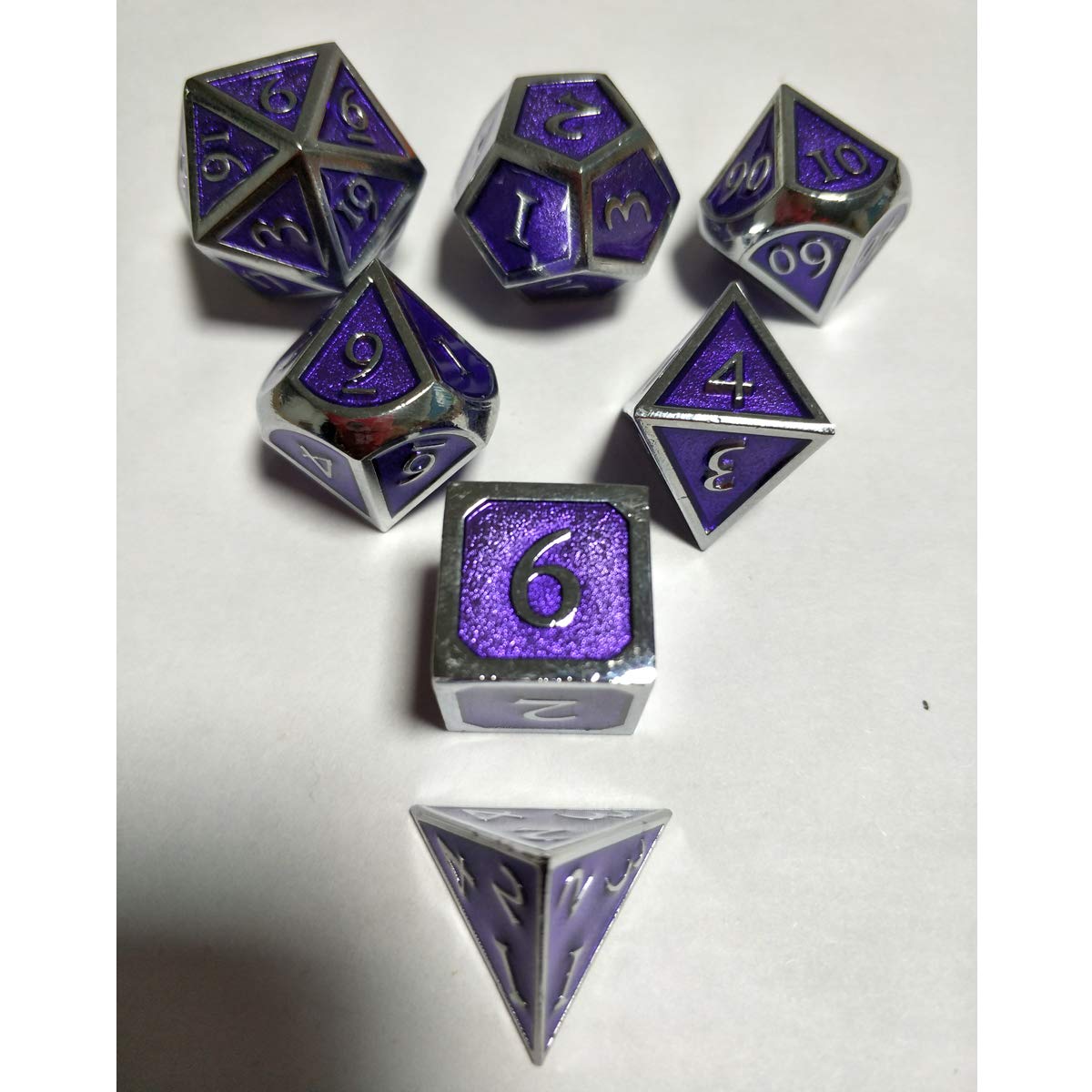 7 Piezas En Relieve Heavy Metal Polyhedral Dice Dnd Rpg Mtg Juego De Rol Con Bolsa De Almacenamiento - # 14