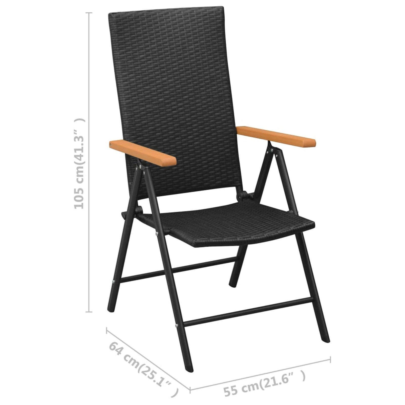 Homgoday Sedie da Giardino Impilabili 2 pz in Polyrattan Nere, Sedie da Esterno, Sedie da Pranzo per Giardino, Arredo Seggiole Giardino Arredi da Esterni per Giardino,Esterno,Patio