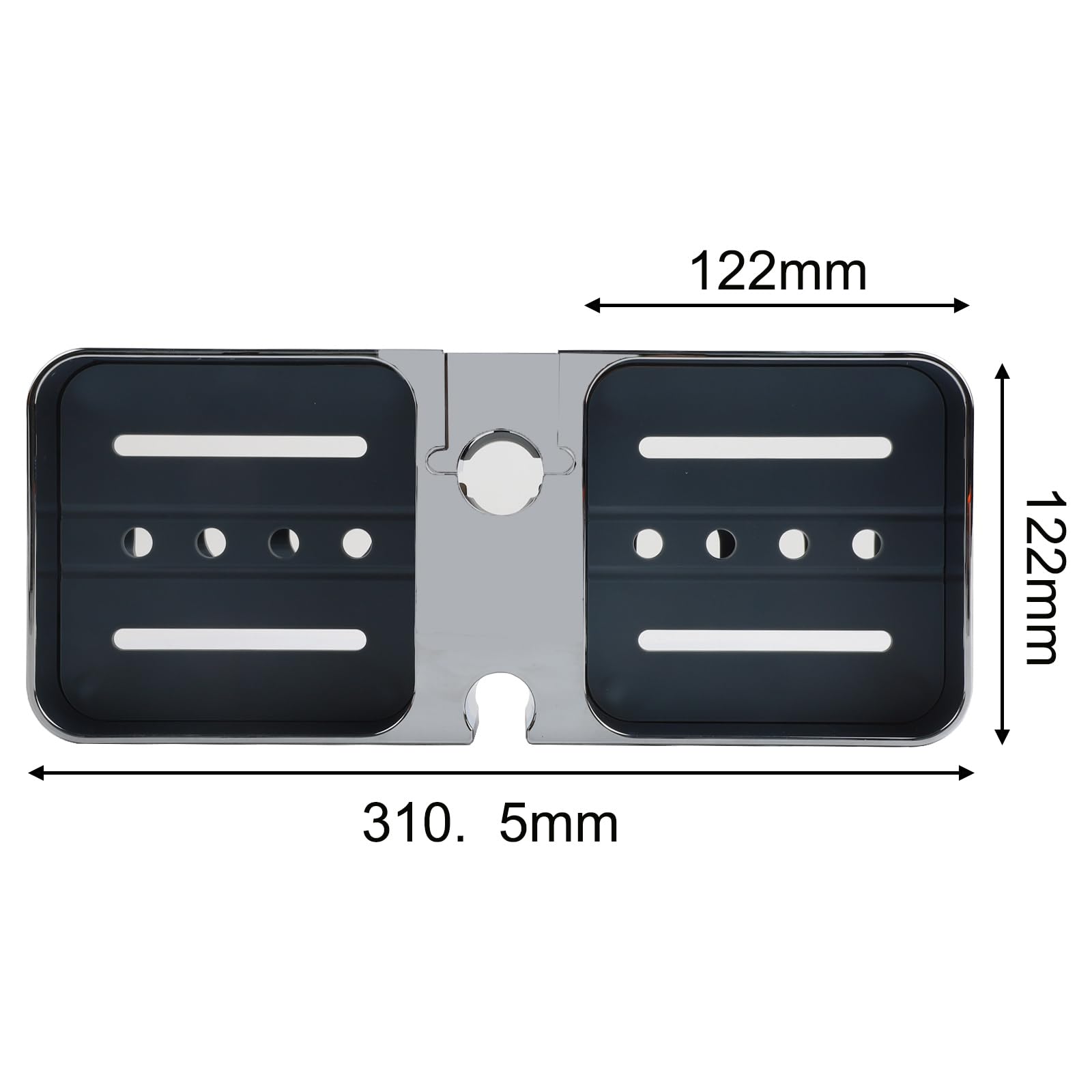 HpLive Étagère pour barres de douche, étagère de douche de grande capacité sans perçage, rangement des deux côtés et 8 crochets, étagère de salle de bain (argenté)