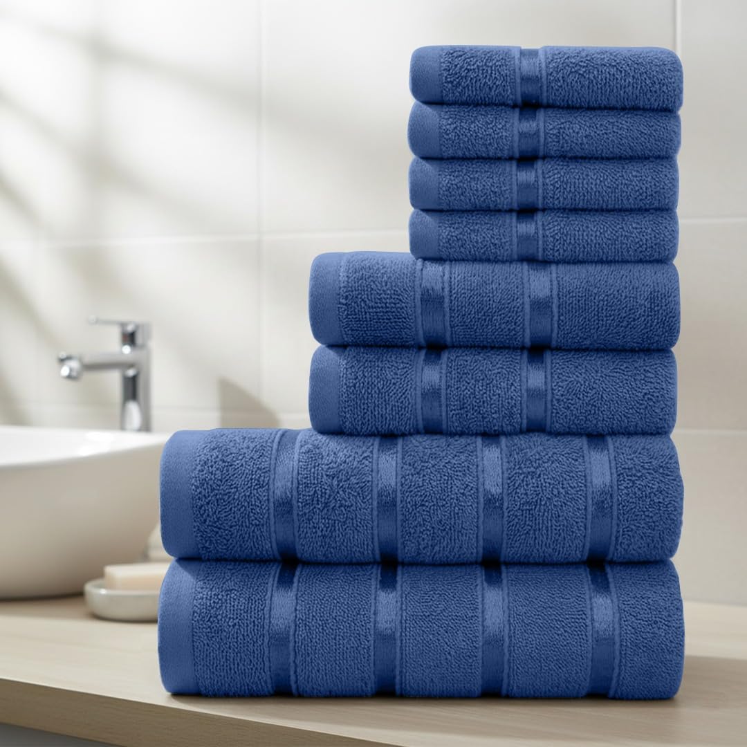 Casabella Towels Set8 Pc Towels For Bathroom100% Cotton2 Bath Towels2 Hand Towels4 Face ClothNavy from B&Q