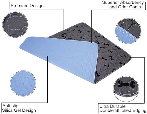 Miniatura 3 de Almohadillas lavables para orina de perro con guantes de aseo gratuitos, tapetes antideslizantes para perros con gran absorción de orina,