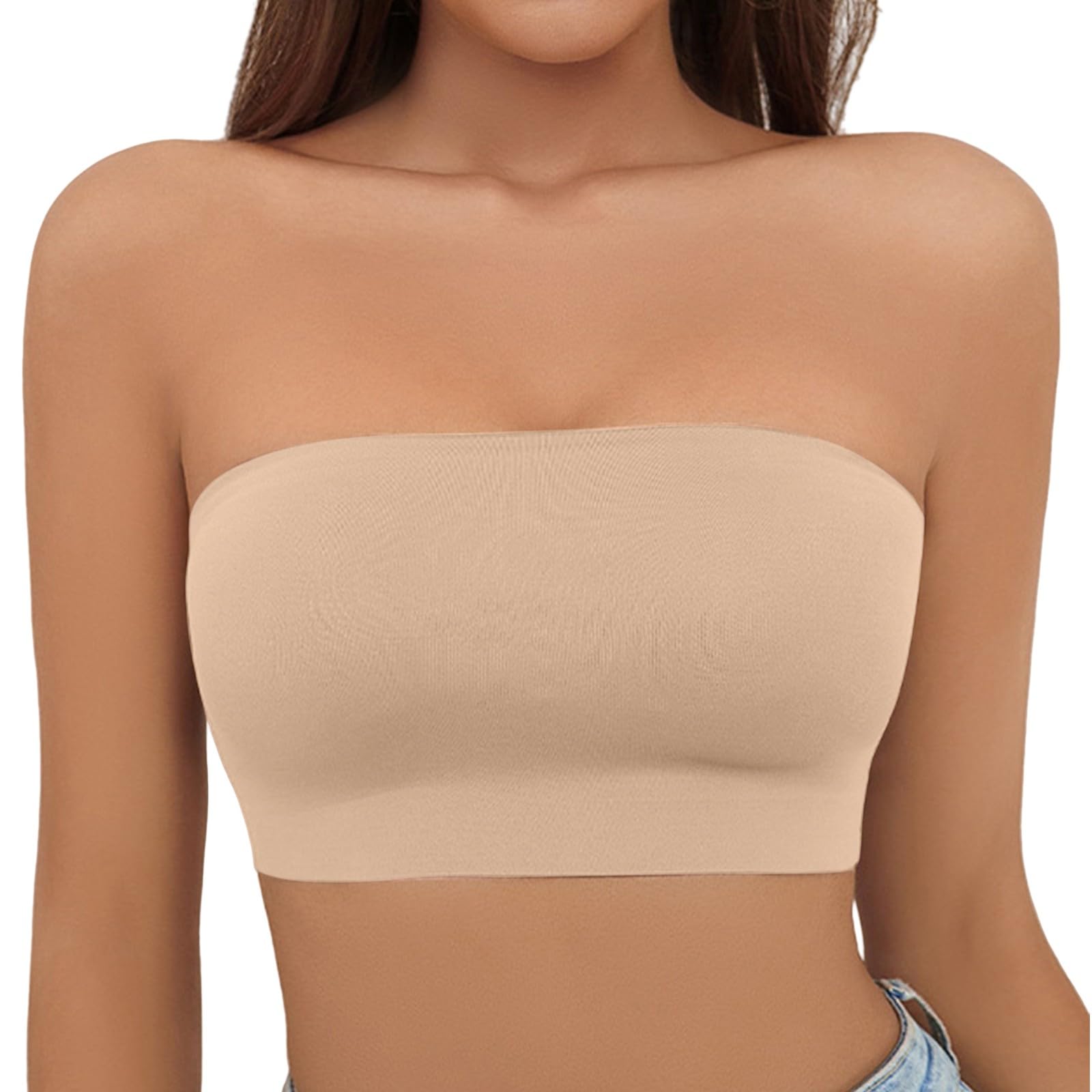Trägerloser BH für Damen, Push-Up, abnehmbar, für schlaffe Brüste, Sport-Tops, weich, bequem, bequem, bequem, leicht, unsichtbar, für Herbst und Sommer