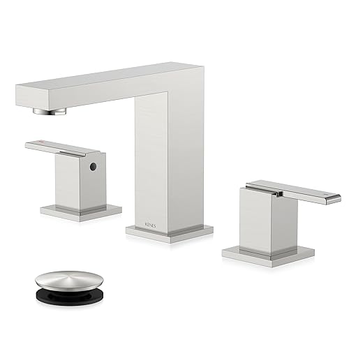 KENES Brushed Nickel Widespread Bathroom Faucet 2 Handle Bathroom Sink