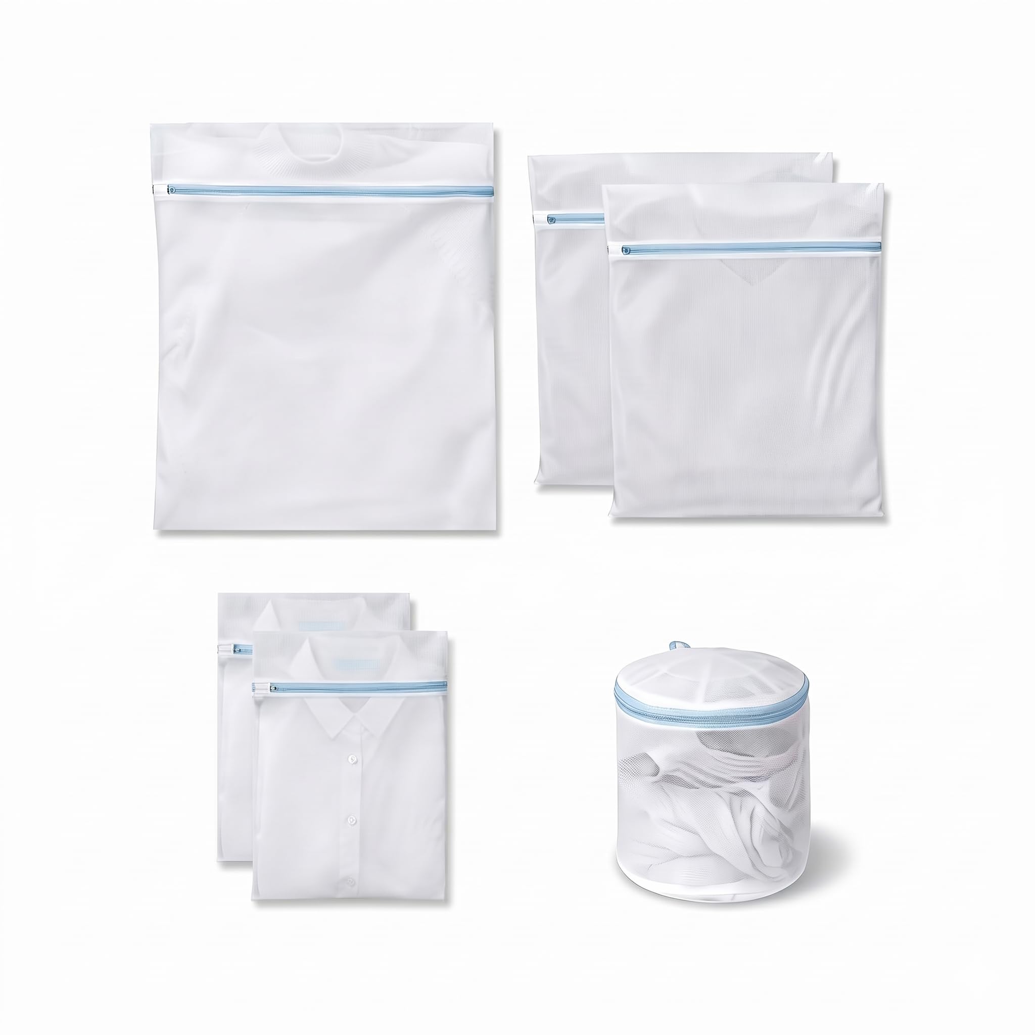 Confezione da 6 sacchetti per biancheria delicata in 4 misure – include L, M, S e intimo – resistente rete a nido d'ape con cerniere antiruggine per lavare vestiti, reggiseni, biancheria intima, calze