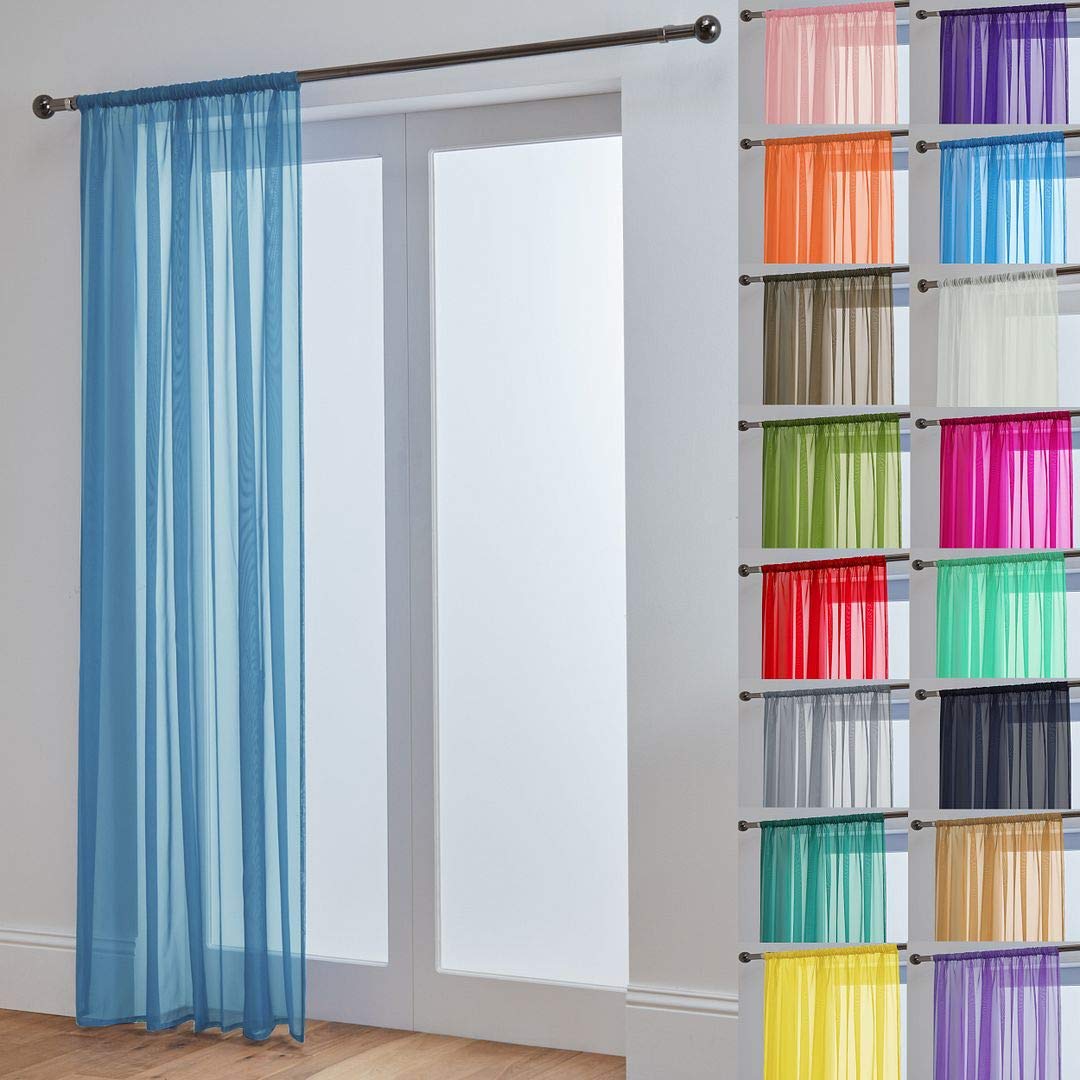 John Aird Lucy Voile Curtains - Rod Pocket Slot Top - Net Curtains - 1 Panel (Blue, 58" Wide x 90" Drop) — image 1