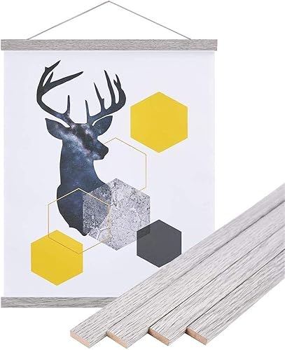 Vista 14 de Marco magnético para póster de 12 x 16, 12 x 18, 12 x 24 pulgadas, marco magnético de madera clara, marcos de madera para colgar fotos, lienzo