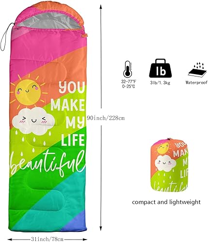 Miniatura 3 de Smell Sunshine Saco de dormir para niños y niñas, bonito estampado de cachorros, ligero, cálido, portátil, para exteriores, interior, impermeable,