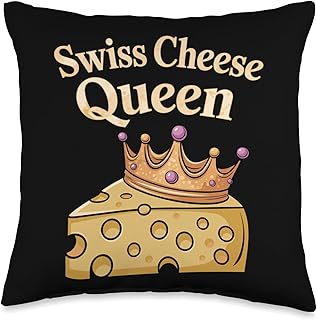 Swiss Cheese Queen Funny Cheese Lover Throw Pillow
