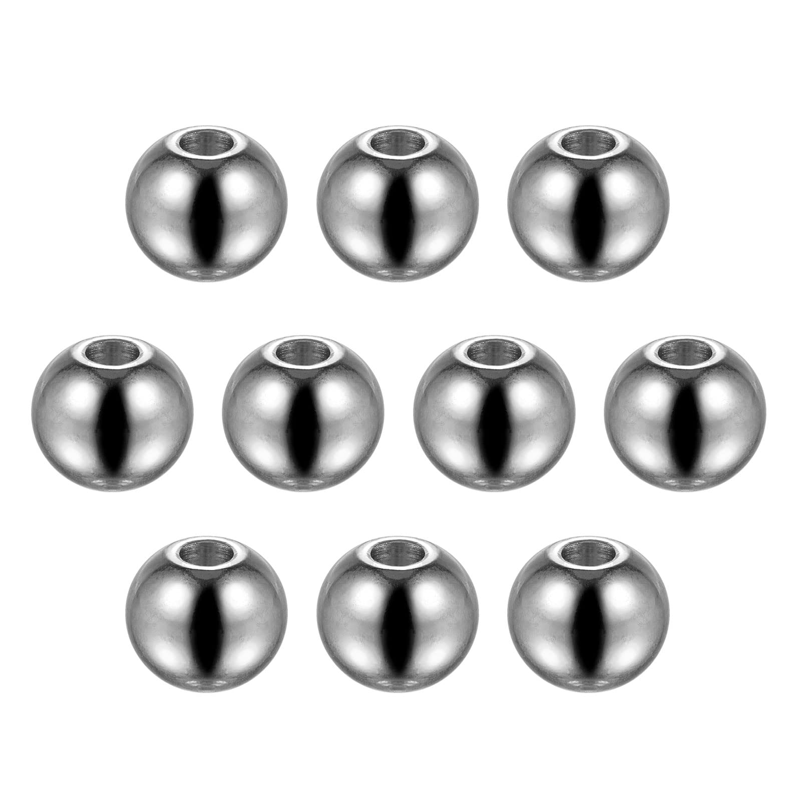 Sourcing Map 20 Stück Edelstahlkugeln – 8 Mm Außen-Ø, 4 Mm Loch, Silber, Durchbohrt – Für DIY, Schmuck & Maschinenbau