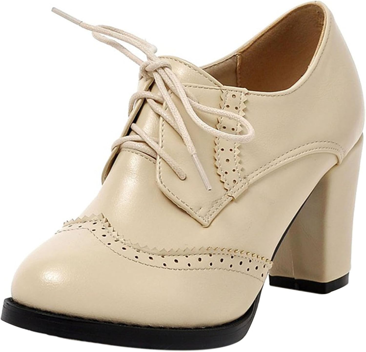 Gicoiz Women Lace Up Business Work Brogue Ankle Boots