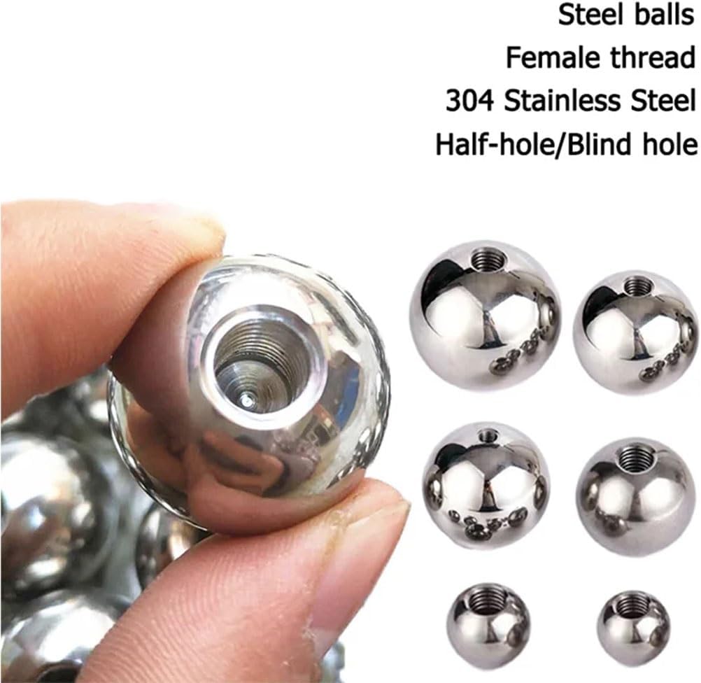 M8 Threaded Half Hole Stainless Steel Drilling Balls - erosion Resistant Female Thread Blind Hole Beads (12-60mm)(40mm)