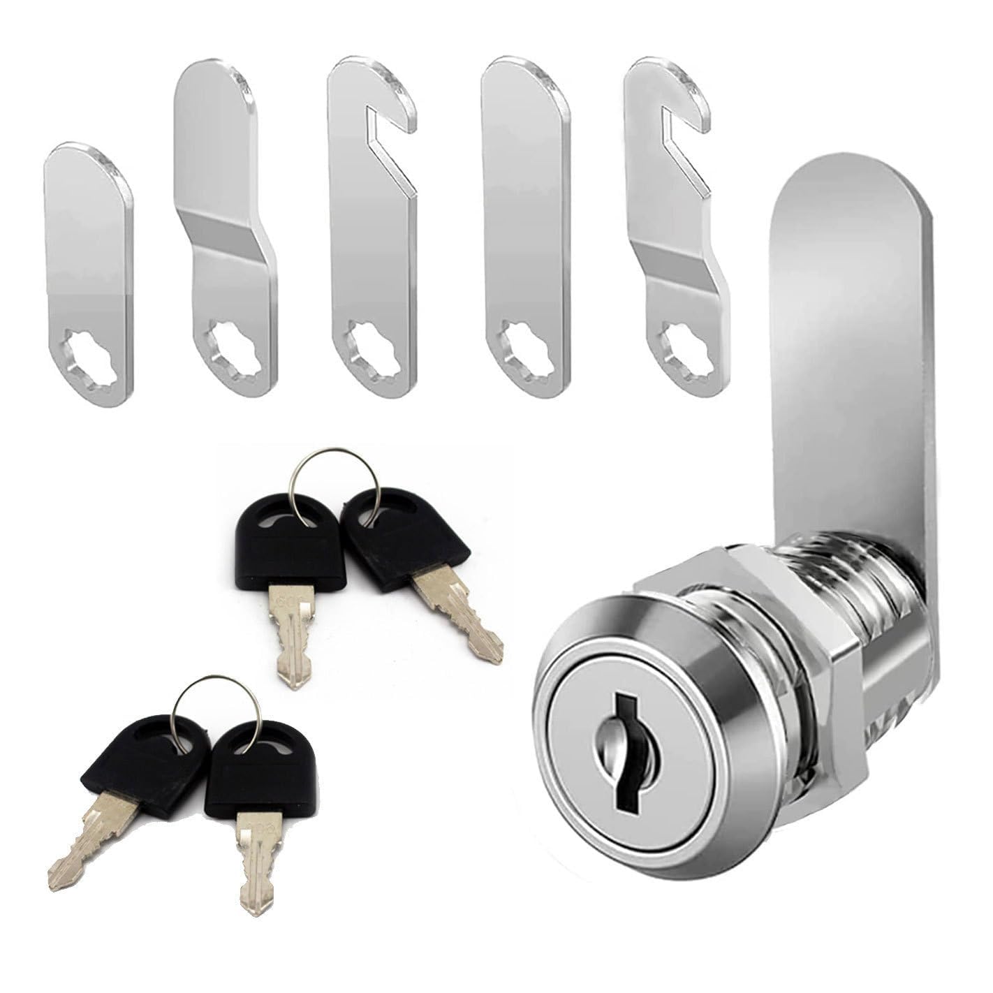 Dolaso Silver 20Mm Security Mailbox Lock, Cabinet Lock Set, Cabinet Drawer Cam Lock, Toolbox Door Cupboard Locks, 4 Keys Comes With 5 Different Lock Plates, Letter Post Box Lock For Mailboxes, Cupboard Doors