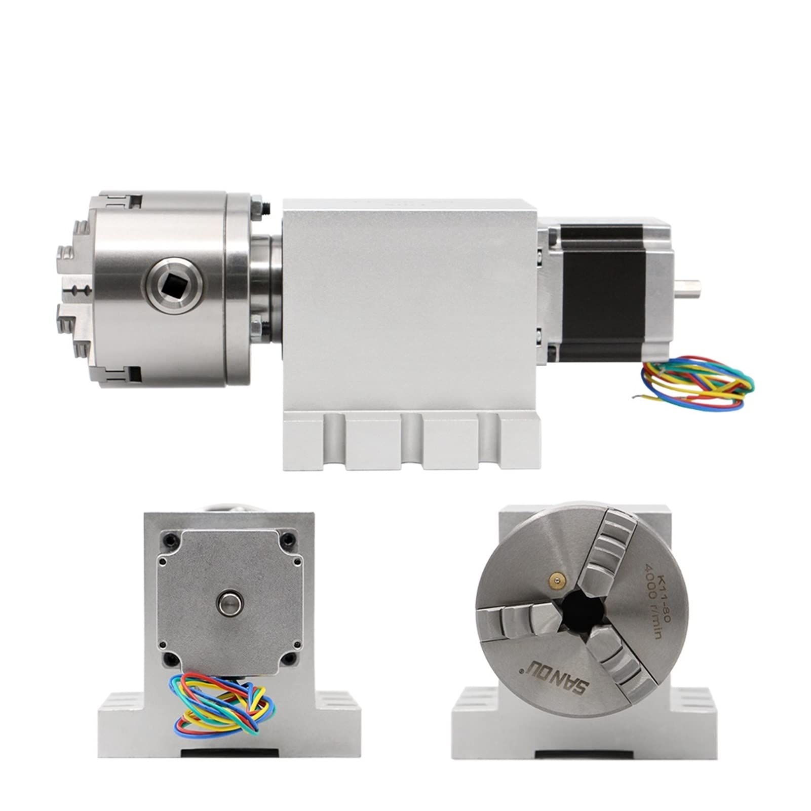 Cfwwsaq One Color Stepper Motor, 80Mm Cnc 4Th Axis Cnc Dividing Head/Rotation Axis/A Axis Kit Nema23 Gapless Harmonic Gearbox For Cnc Woodworking Machine