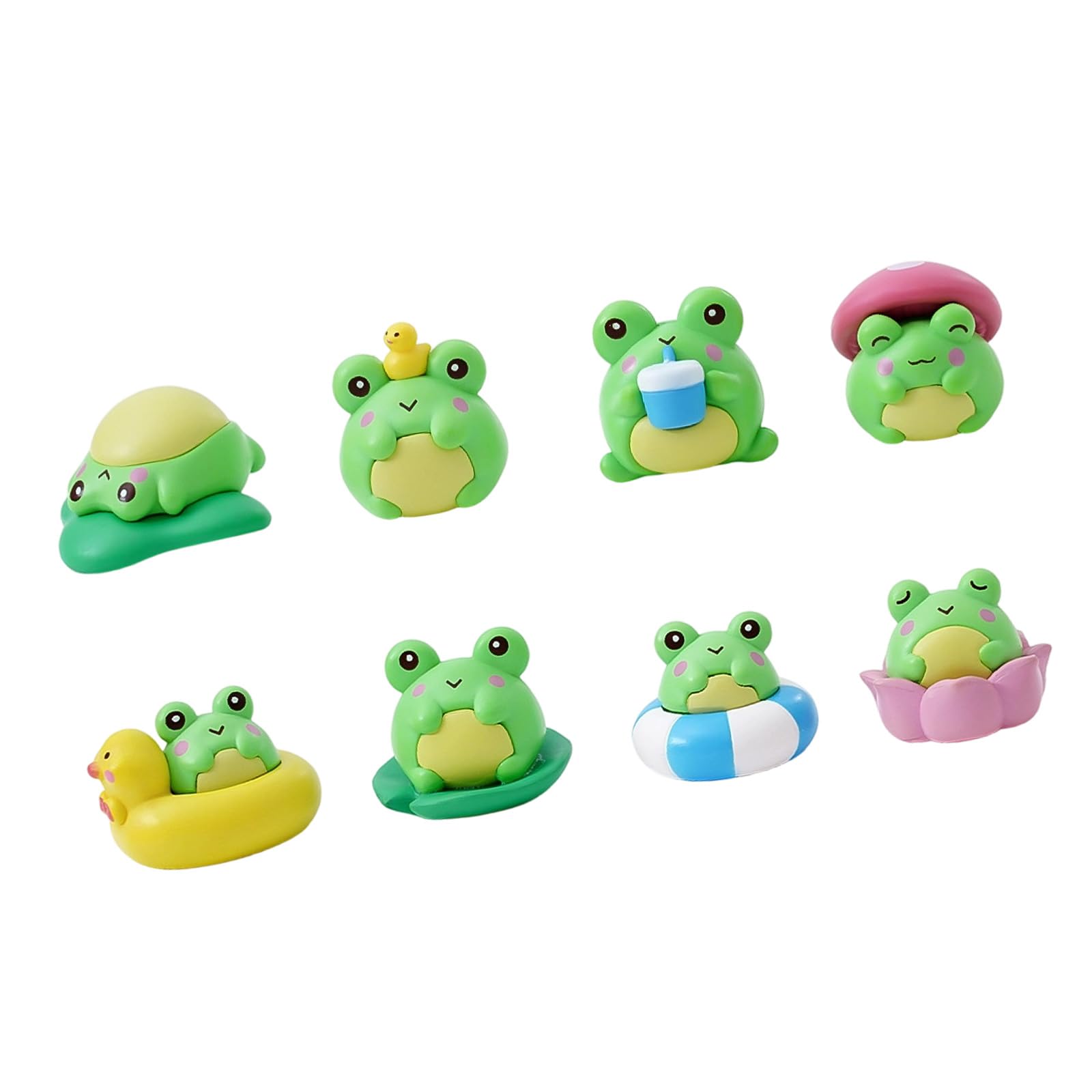 8Pcs Frogs & Mushroom Pond Sculptures, Animal Decor for Car Interior, Tabletop, Garden Miniature Frog Figurines Mushroom Garden Fairy Pond Decor Frog Statues Home Desk Landscaping Terrarium