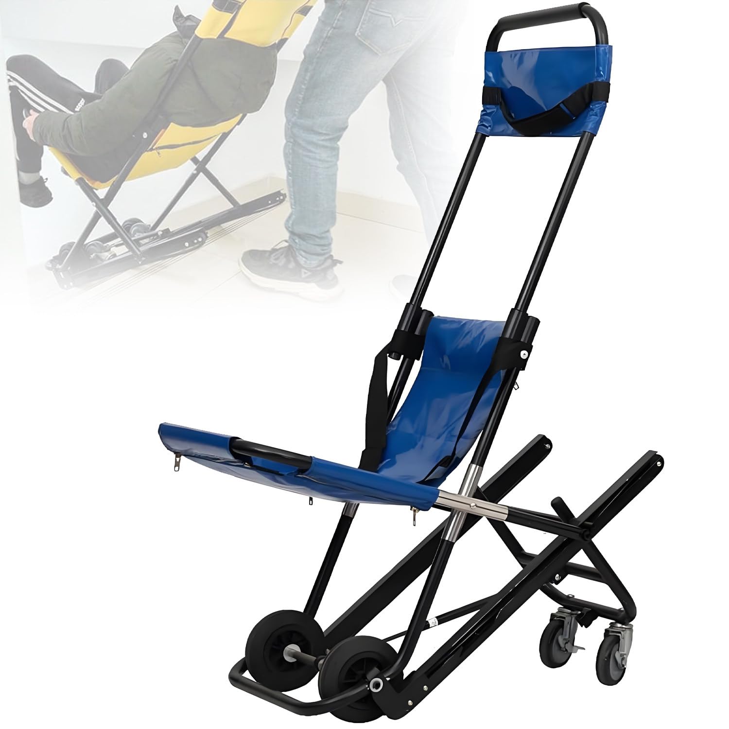 Silla de escalera manual plegable con ruedas de gran capacidad de carga