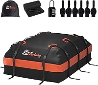 Asinking 21 Cu Ft Waterproof Rooftop Cargo Carrier Bag - Fits All Cars/SUVs w/ or w/o Racks, Anti-Slip Mat, 10 Straps, Hooks & Lock