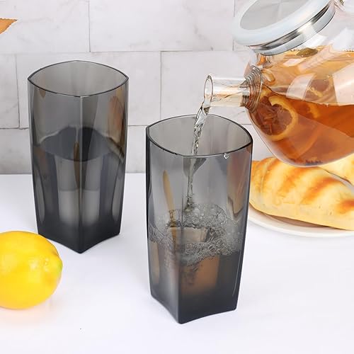 Miniatura 4 de Topsky Vasos de agua de plástico de 20 onzas, juego de 8 vasos transparentes irrompibles de acrílico transparente reutilizable para jugo para fiesta