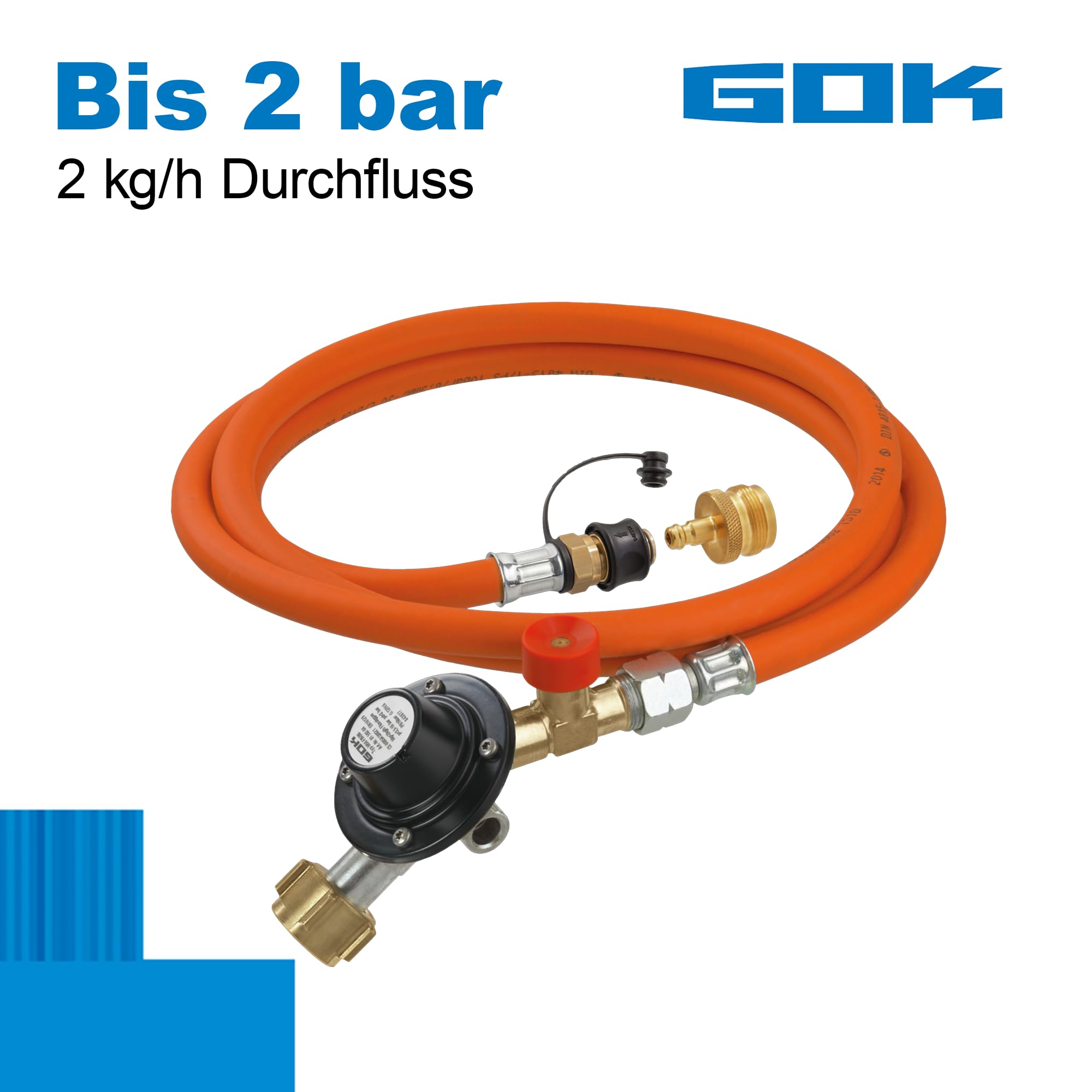 Regler-Schlauchleitung-Set zum Anschluss an Gasflaschen, für den Betrieb von Gasgrills mit einem Gas-Kartuschen-Anschluss, AG US Gas-Kart.