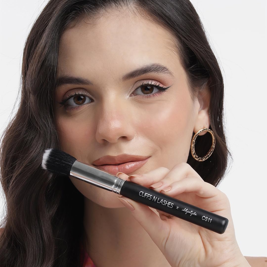 Cuffs N Lashes X Shystyles CS11 Stippling Brush – Professional Makeup Brush | High-Performance Soft Bristles | Vegan Cruelty-Free | Handmade in India for Airbrushed Finish - Image 6 thumbnail