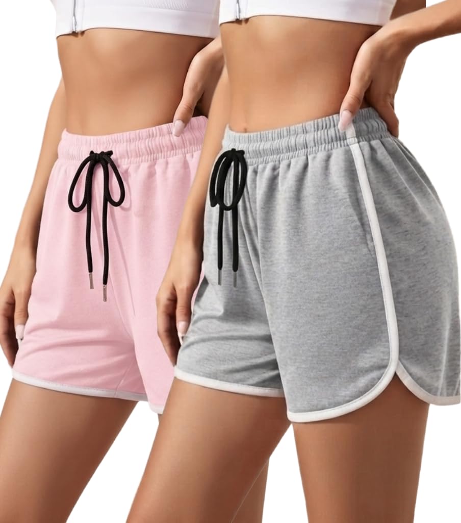 Women's Cotton Shorts | Shorts for Women | Women's Gym Shorts | Running Shorts for Women | Workout Shorts | Yoga Shorts | High Waist Shorts | Elastic Waist Casual Shorts-Pack of 2-image-38