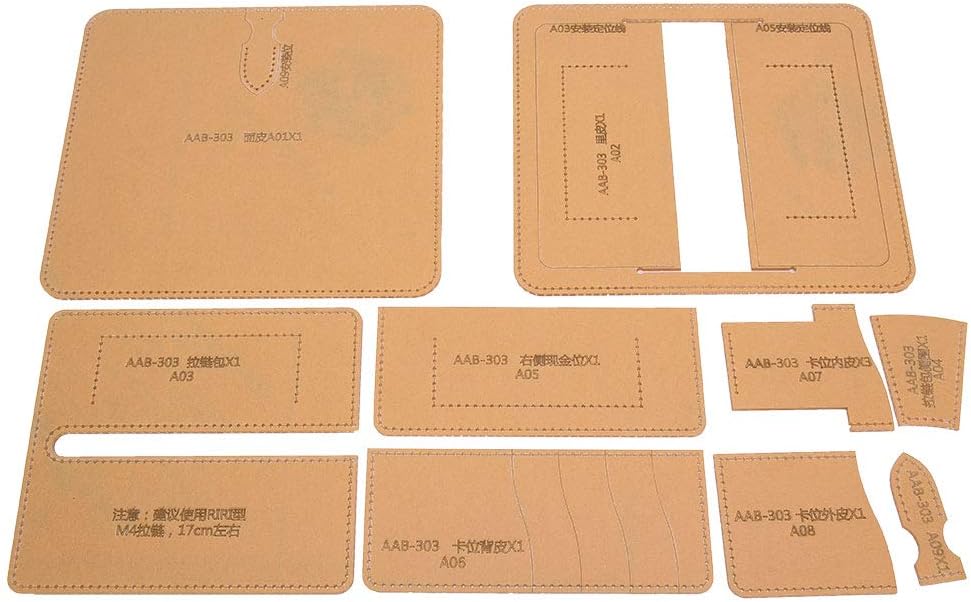 1 Set Wallet Making Template, 7.48X3.54X0.79in Transparent Acrylic Wallet Model Leather Craft Tool Making Stencil Kit for Cut Leather Crafts