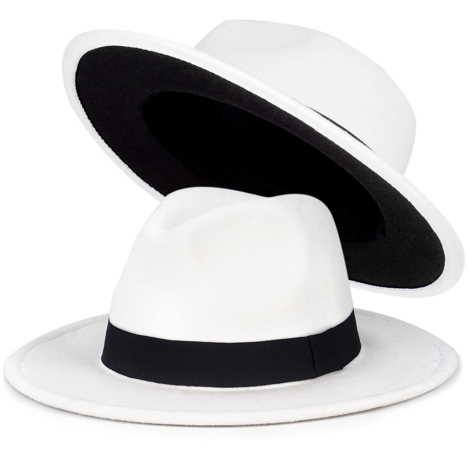 Trendy Fedora Hats for Men &amp; Women Wide Brim Felt Hat Dress Panama Hat Two Tone Fedora