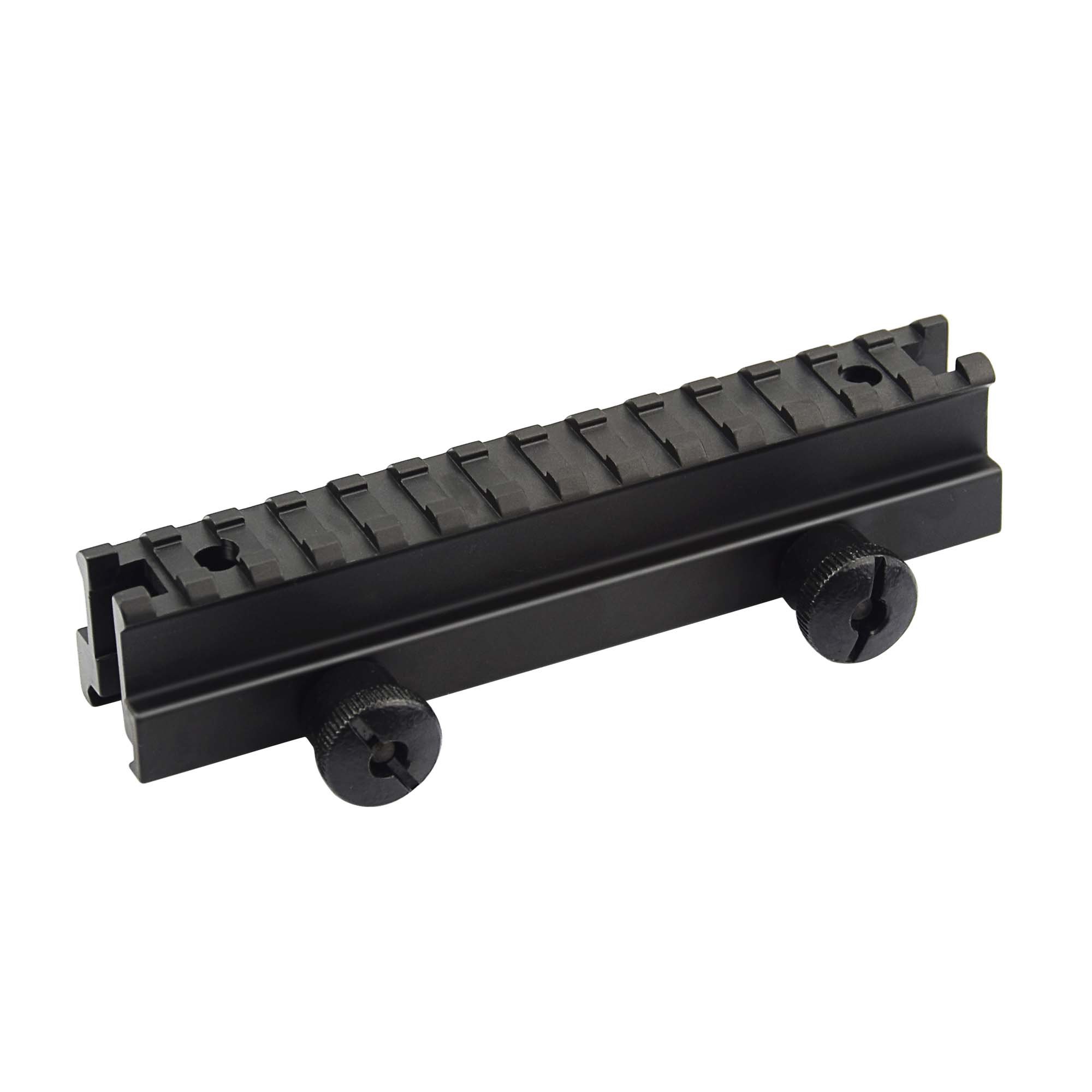 1" Picatinny Riser Mount w/See Through Hole for Scopes and Optics, 5.71" Long, 14 Slot,Black