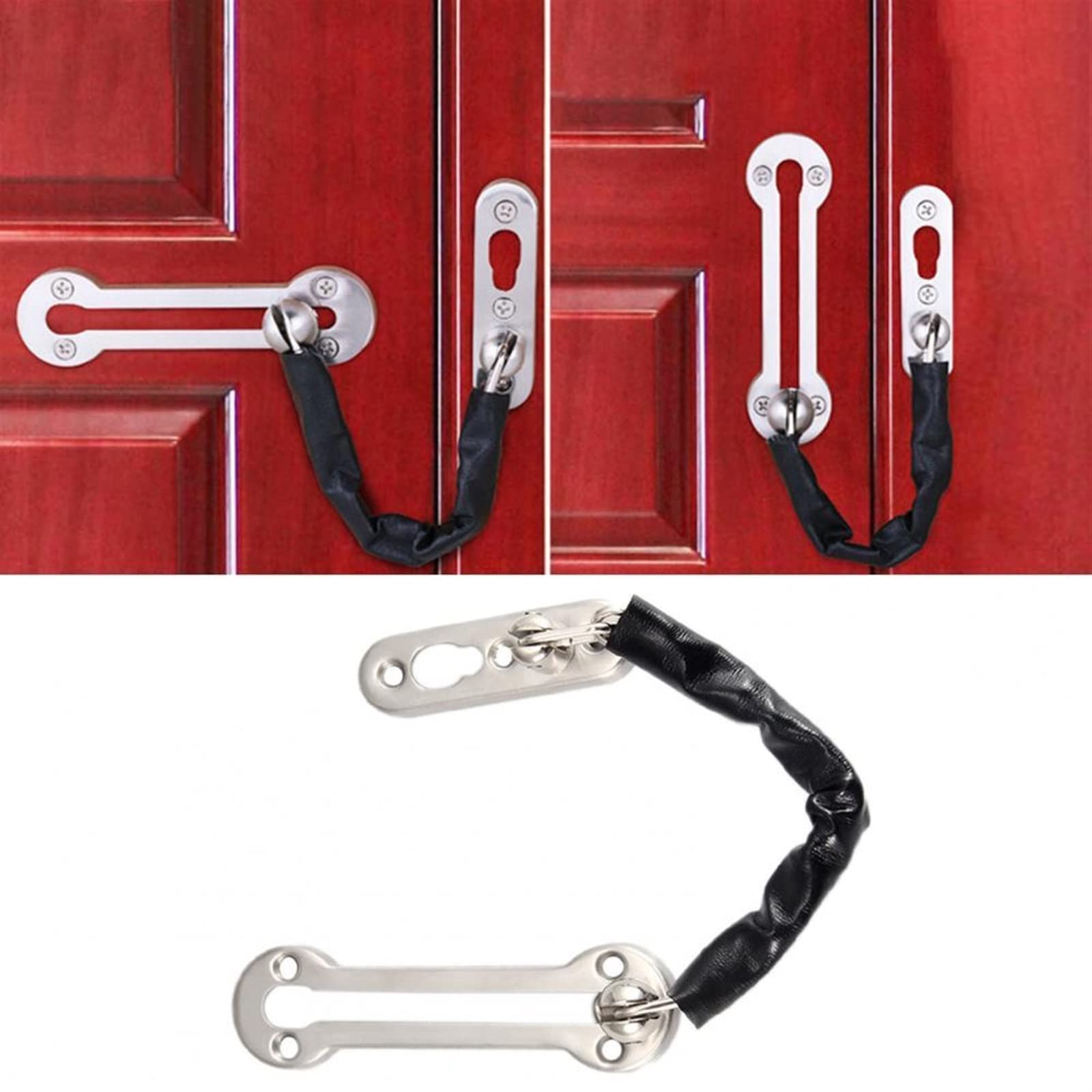 Catena antifurto da 2 Pezzi, bullone lucidato in Acciaio Inossidabile Spesso, Serratura Scorrevole di Sicurezza, ferramenta for Porta,