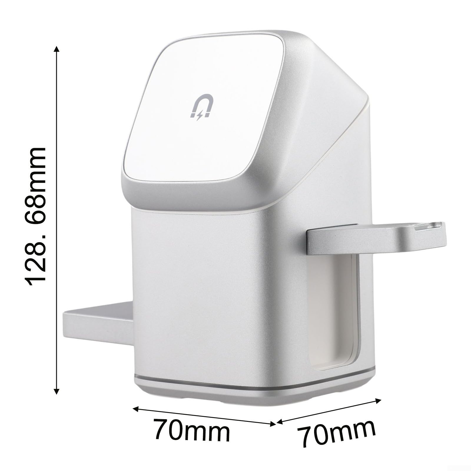 Caricabatterie Induttivo 3 in 1 a Rotazione 180° per iPhone e Watch Supporto Ricarica Rapida 15W Compatibile per magsafe(White)