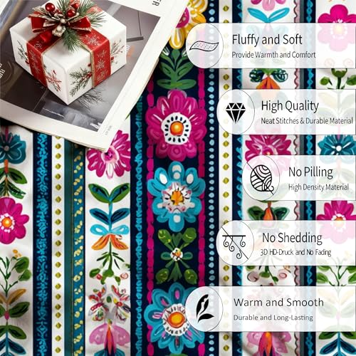 Couverture plaid polaire 150x200 ethnique chic colorée - 6