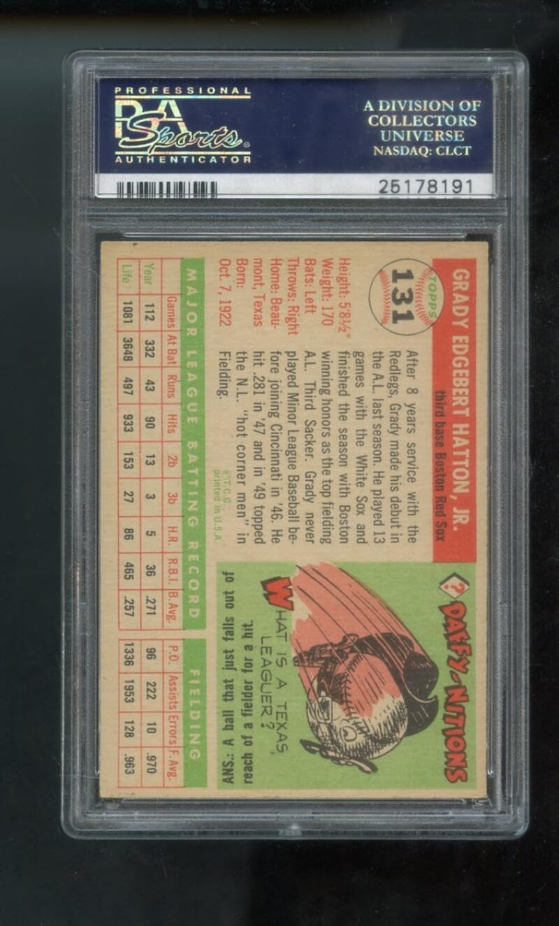 1955 Topps #131 Grady Hatton PSA 5 Graded Baseball Card MLB Boston Red Sox
