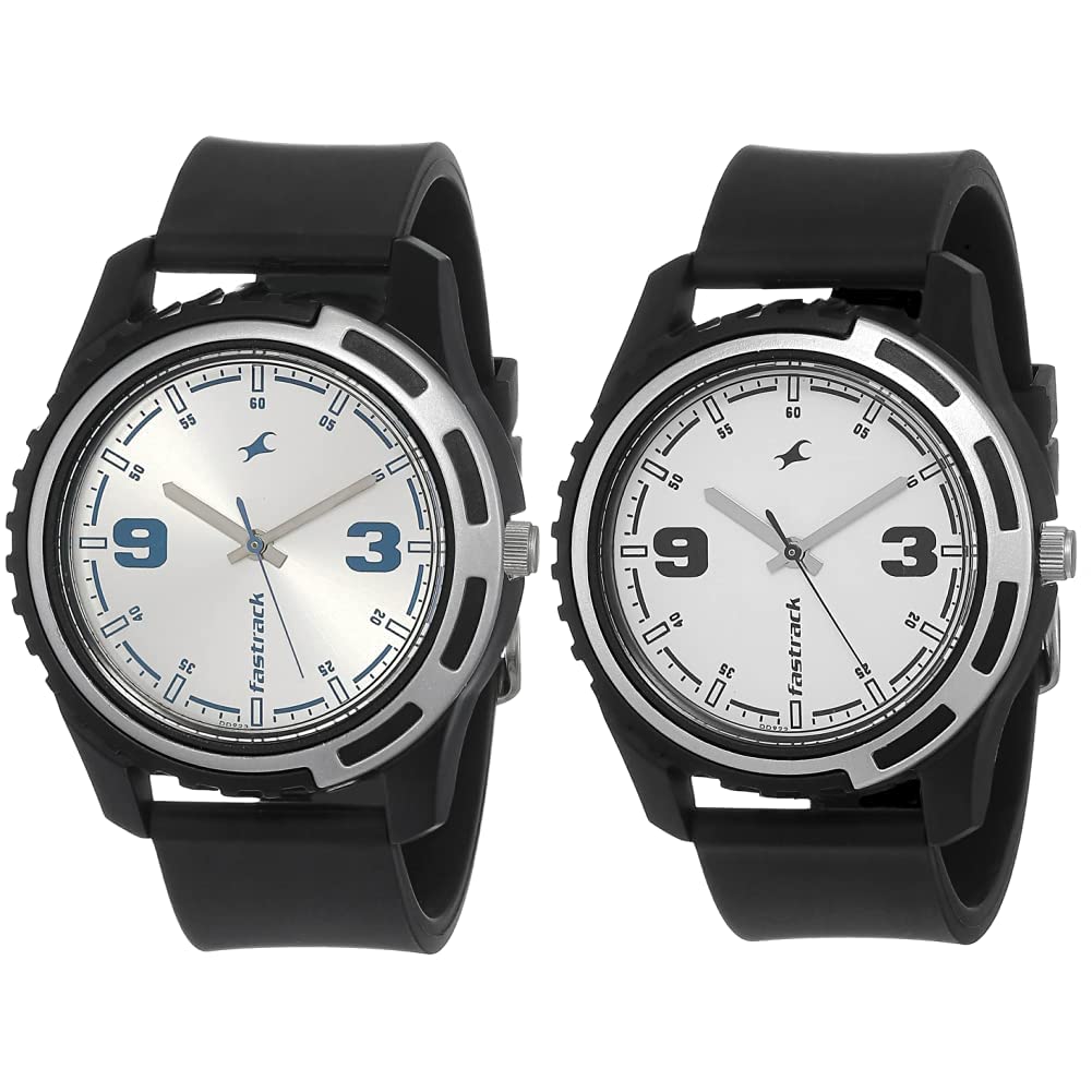 Fastrack Men Plastic Analog Silver Dial & White Dial (Nj3114Pp02C + Nj3114Pp01C) | Rakshabandhan Gifts, Band Color-Black (B07J5PLTJ2) Amazon Price History, Amazon Price Tracker