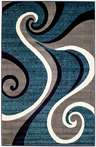 Summit CHM 201 New 032Swirl Blue Navy White Light Gray Area Rug Abstract Carpet Sizes Available , 2 X 3 ACTUAL IS DOOR MAT 22''X35''