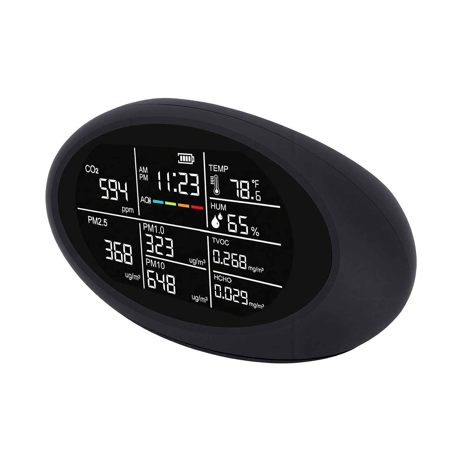 Fafeicy Monitor de Calidad del Aire Detector de CO2 Portátil con Sensor NDIR Monitor de Calidad del Aire Interior 10 en 1 Pantalla LCD de 400 a 5000 Ppm para el Hogar, Oficina, Aula,