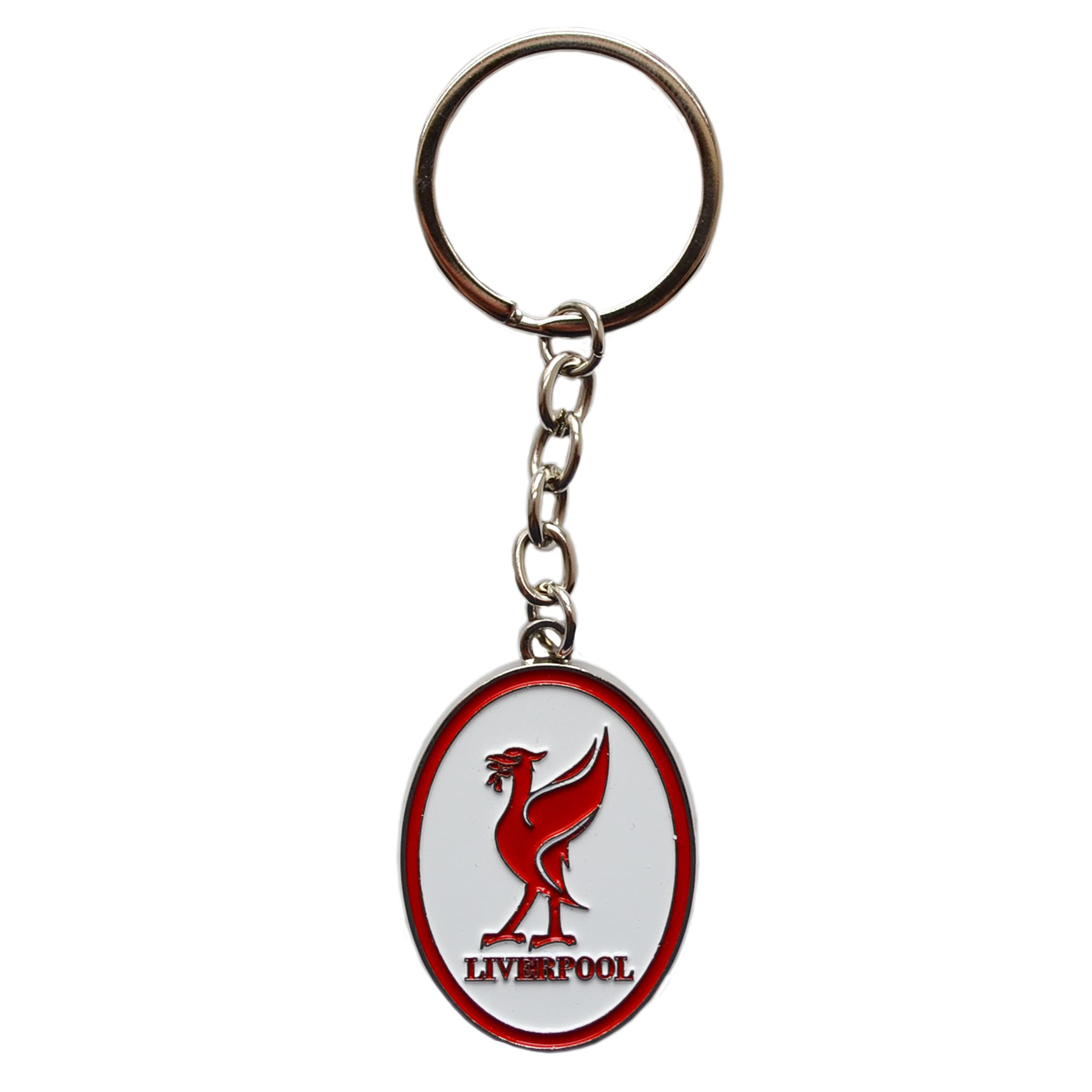 Partisan Red Liverpool Keyring Liver Bird & White Oval