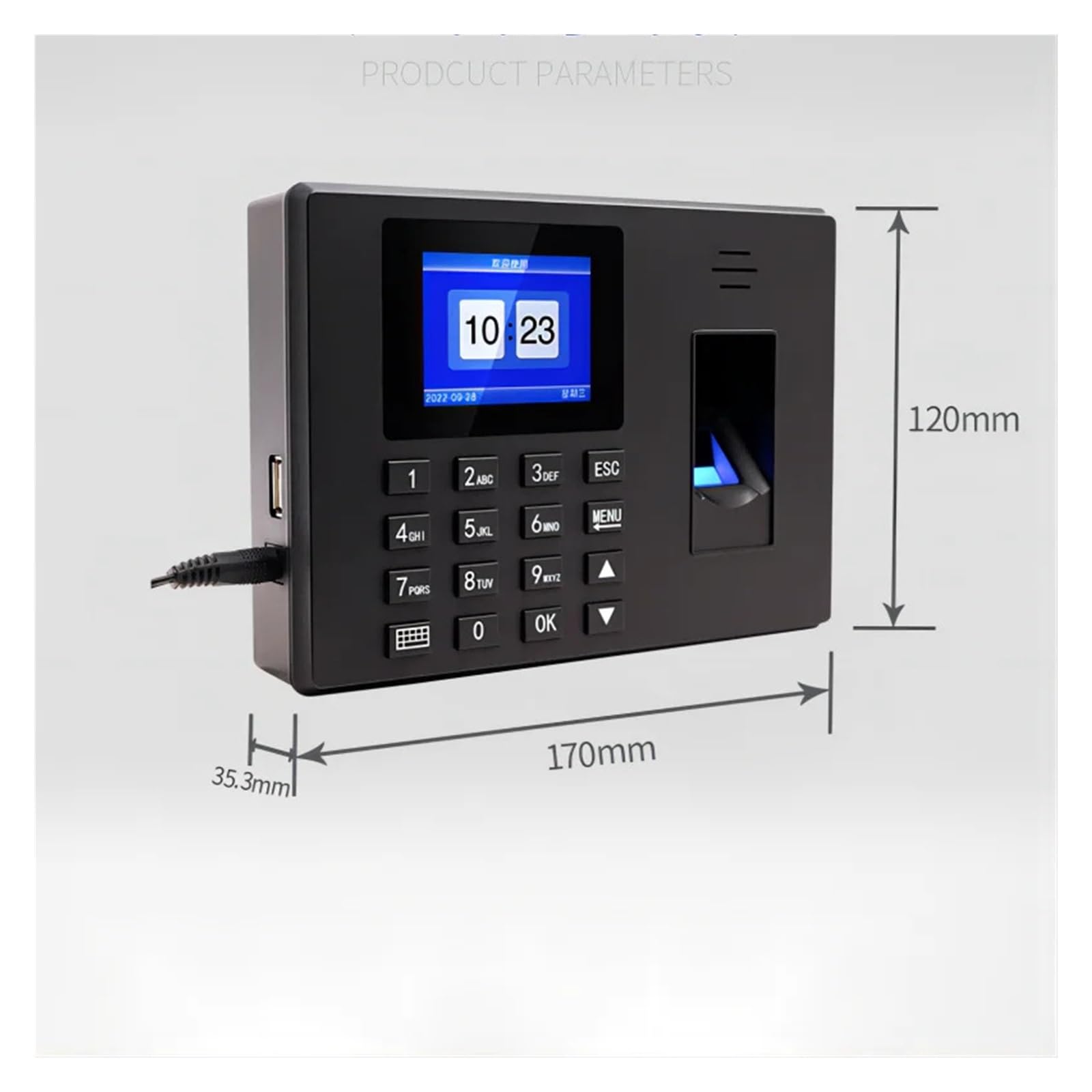 Máquina biométrica de Asistencia a empleados máquina de Asistencia electrónica Huella Digital + contraseña Unidad Flash USB para pequeñas Empresas