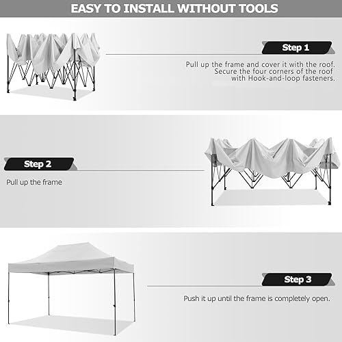 Miniatura 315 de COBIZI - Toldo desplegable de 10 x 10 pies, 4 paredes laterales, FPU 50+ para todo el año, resistente al viento, impermeable, uso comercial, Gris