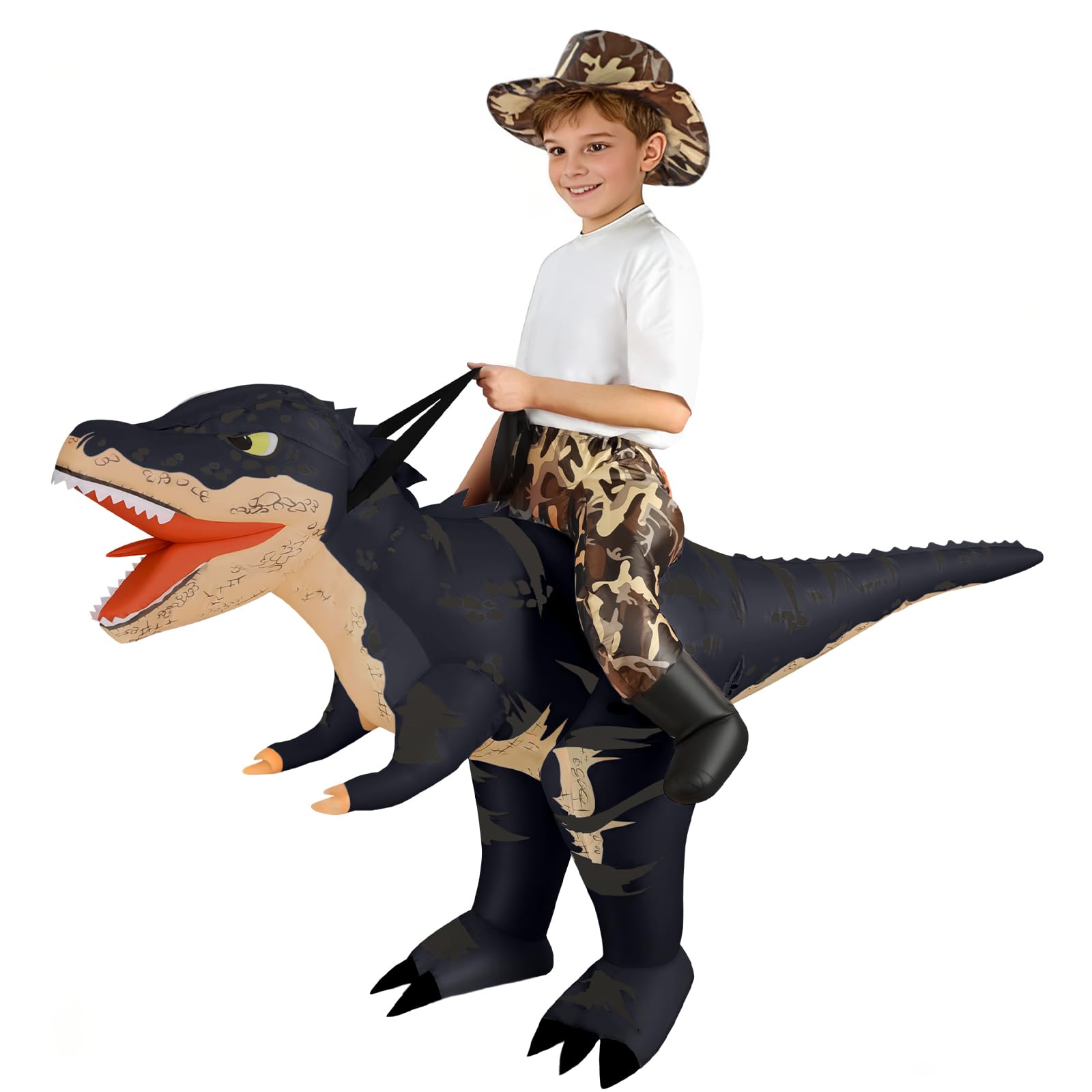 Costume da Dinosauro Gonfiabile, Costume Gonfiabile | Costume Halloween Dinosauro, per uomini e donne, Divertente costume da dinosauro,Strisce Arancioni