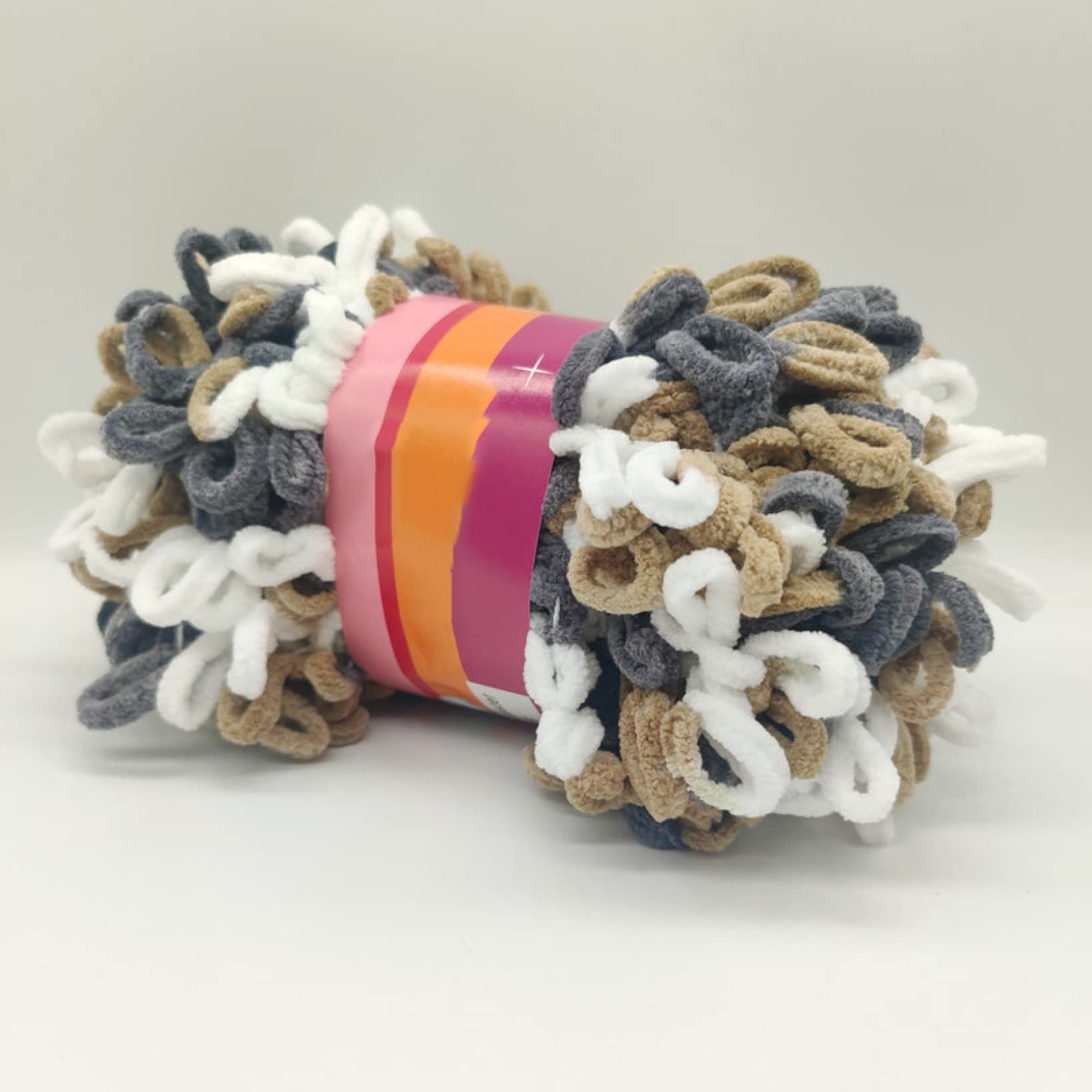 5 kulek Puffy Loop przędza palcowa wełna ręcznie warkocz lina dziewiarska gruba aksamitna tęczowa przędza akcesoria do szydełkowania(Light Grey)