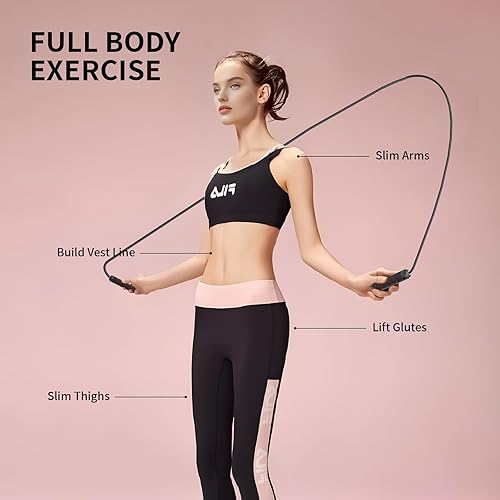 Miniatura 6 de Cuerda de saltar, cuerda de saltar de velocidad rápida sin enredos con rodamientos de bolas para hombres, mujeres y niños, cuerda de saltar de acero