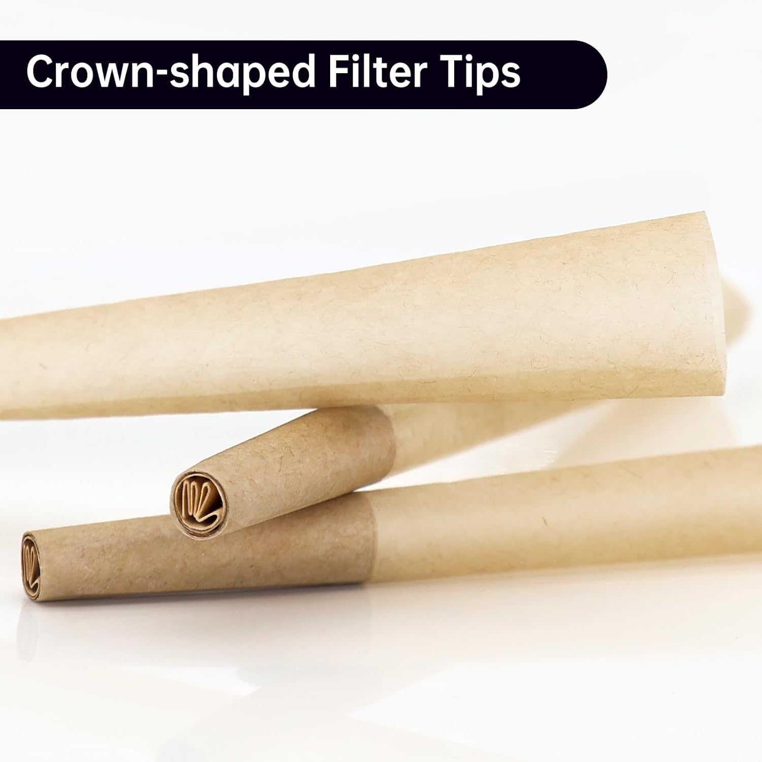 Pre Rolled Cones 1 1/4 Size 84/26mm | 1000 Pack | Natural Brown | Bulk Pre-Rolled Cones with "Crown" Filter Tip | Natural Unbleached Rolling Paper (A80C00)