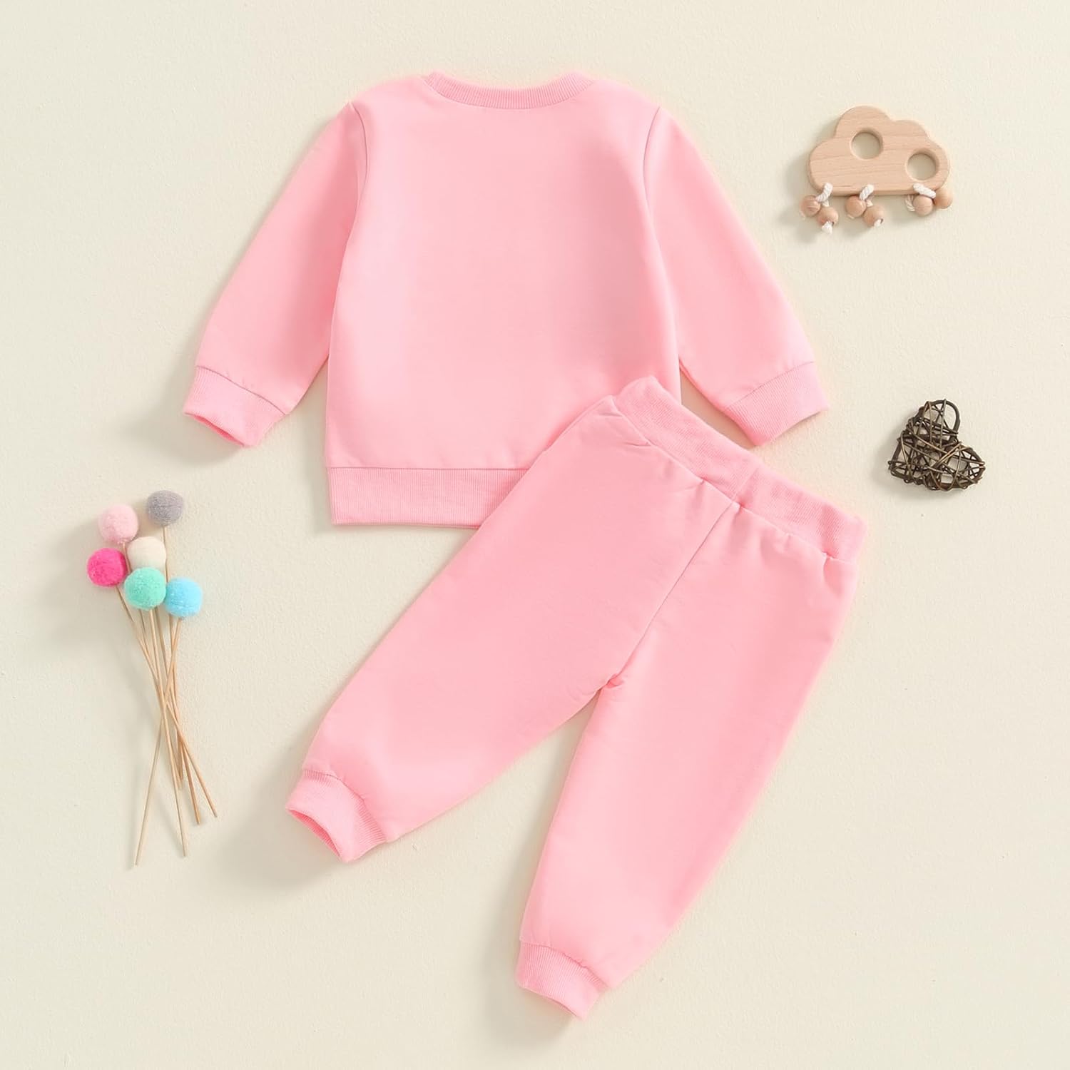Toddler Baby Girl Valentines Day Outfit 3 6 9 12 18 24 Months Long Sleeve Sweatshirt Pants Set Cute Spring Clothes - Image 7